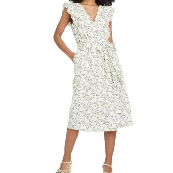 Ruffle Sleeve Wrap Dress - Picture 2 of 7